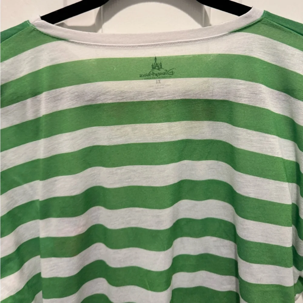 Disney Parks Green & White Striped Mickey and Minnie Graphic Vintage Tee Size XL - Picture 8 of 11